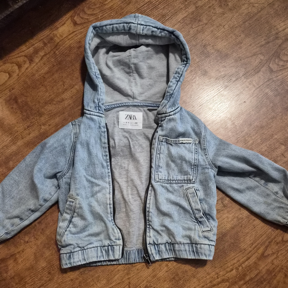 Zara Toddler Light Blue Hooded Denim Jacket